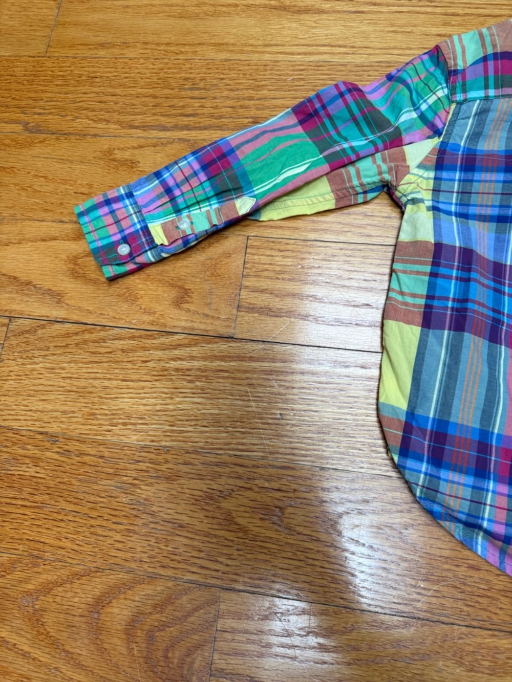 🙂Ralph Lauren Kids Multicolor Plaid Button-Down Shirt - Green Blue Yellow Red - Picture 5 of 5